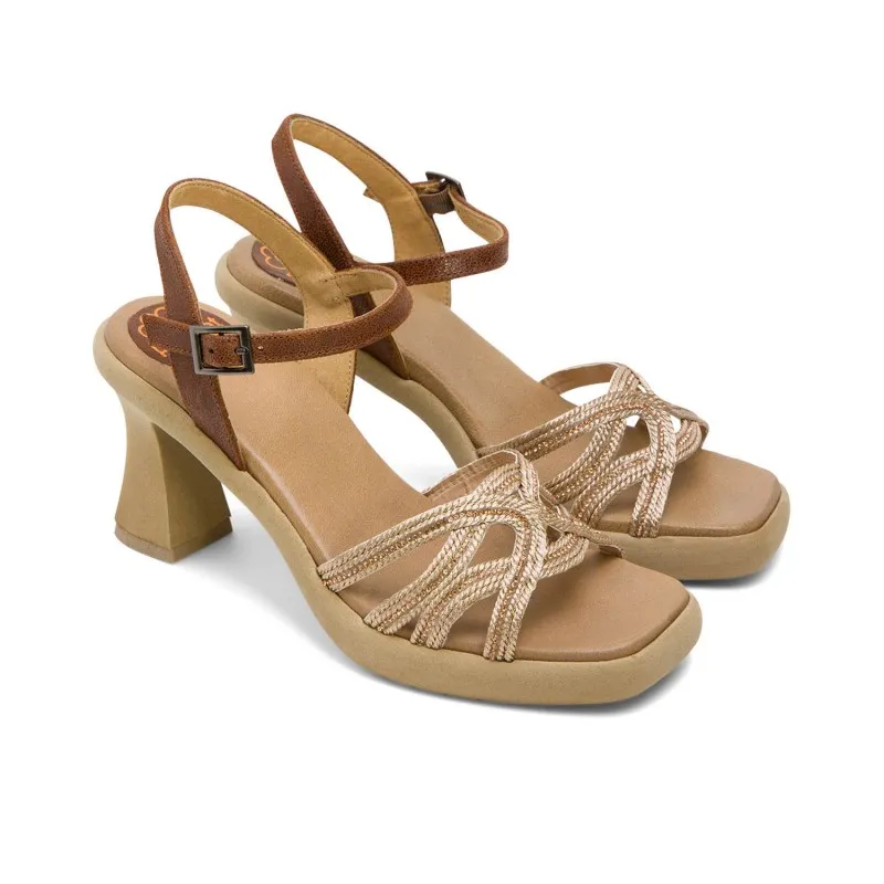 SANDALIA TACON ALTO CUERO ROSE LEO