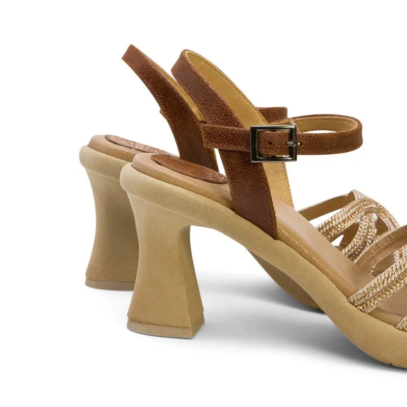 SANDALIA TACON ALTO CUERO ROSE LEO