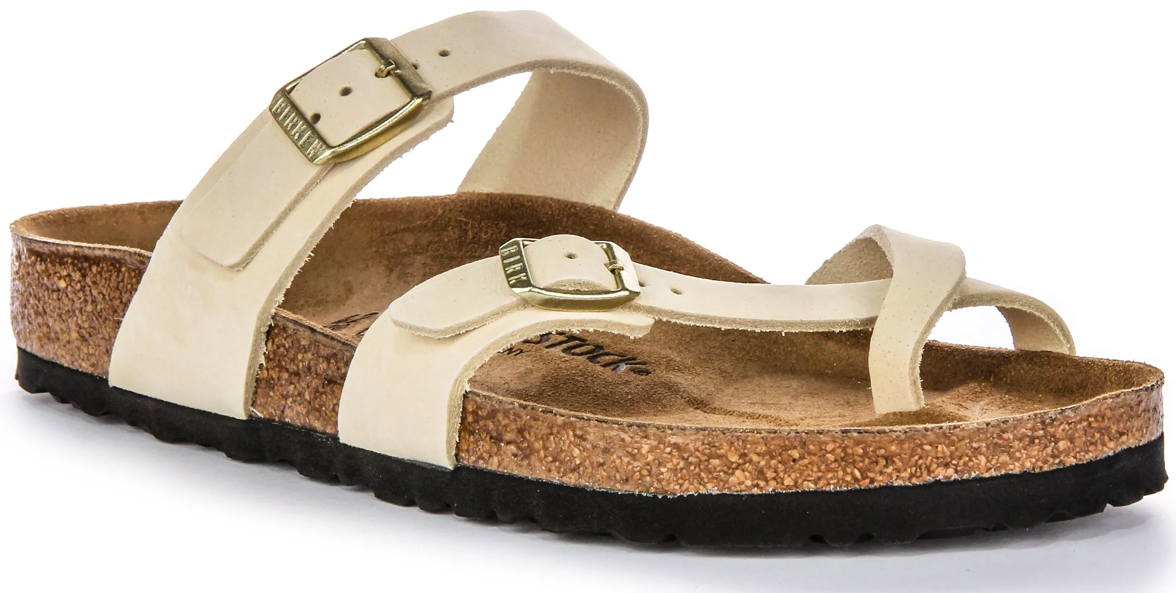 Sandalias de Cuero de Nobuck para Mujer Birkenstock Mayari en Beige