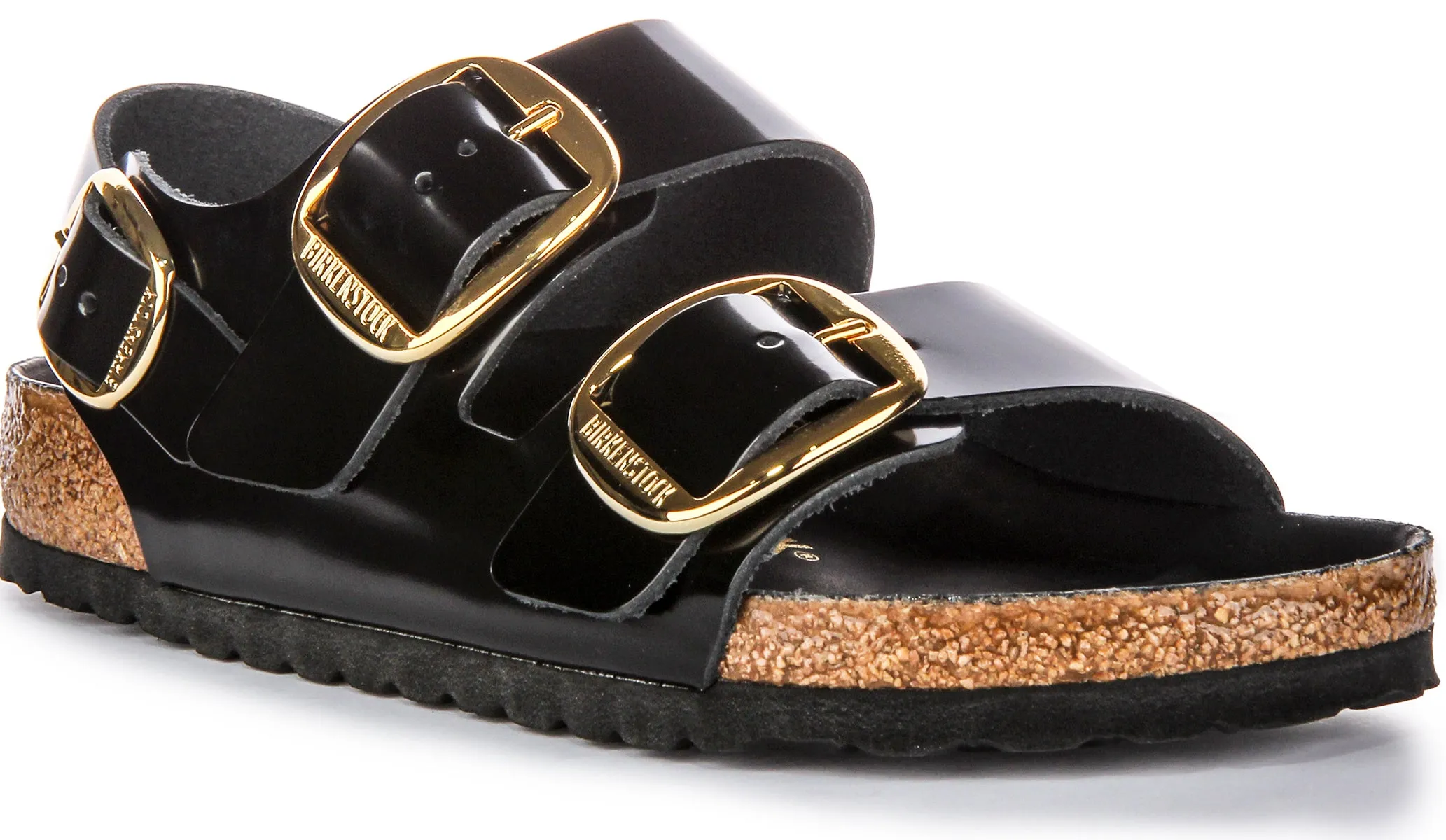 Sandalias de Cuero para Mujer Birkenstock Milano Big Buck en Patente Negro