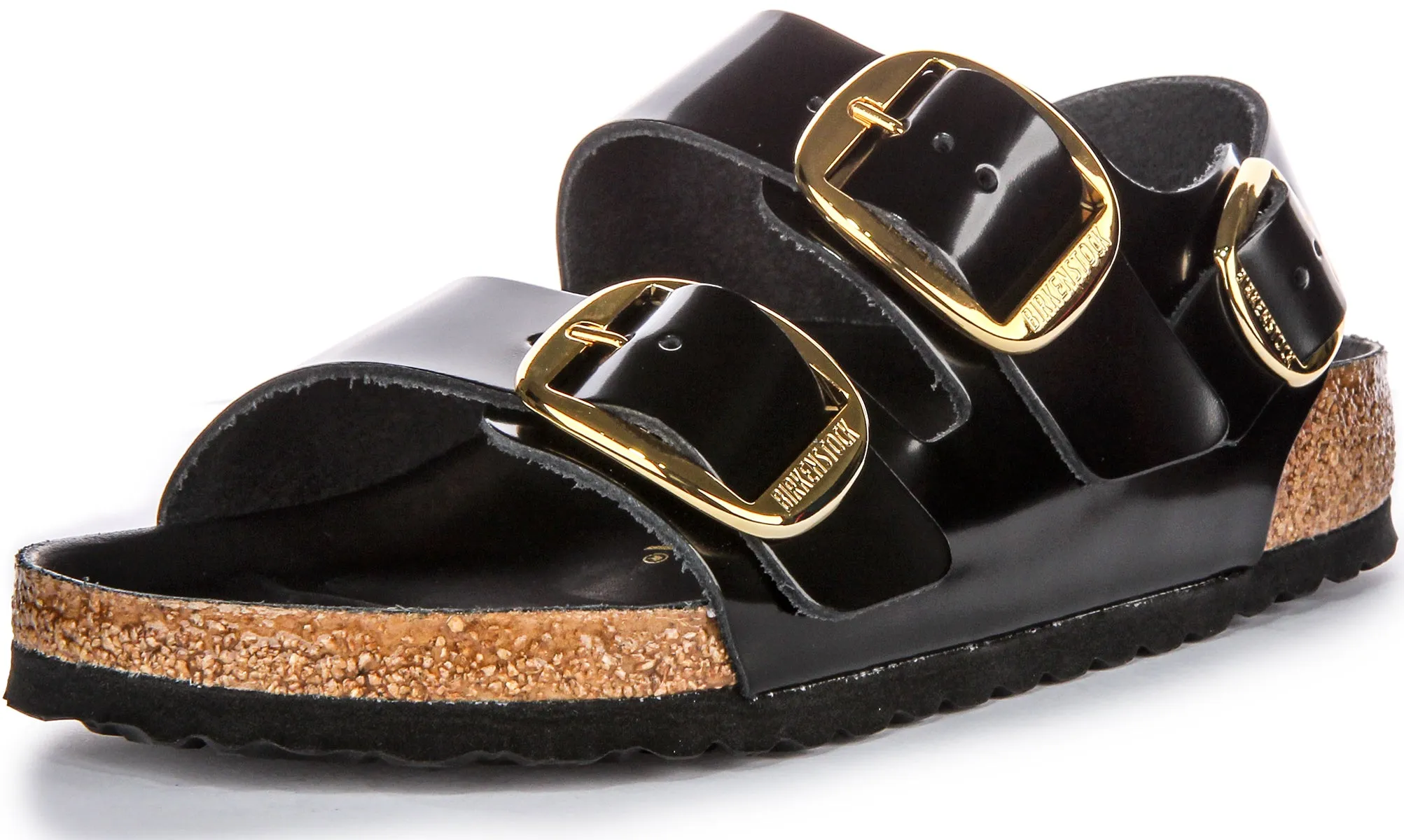 Sandalias de Cuero para Mujer Birkenstock Milano Big Buck en Patente Negro