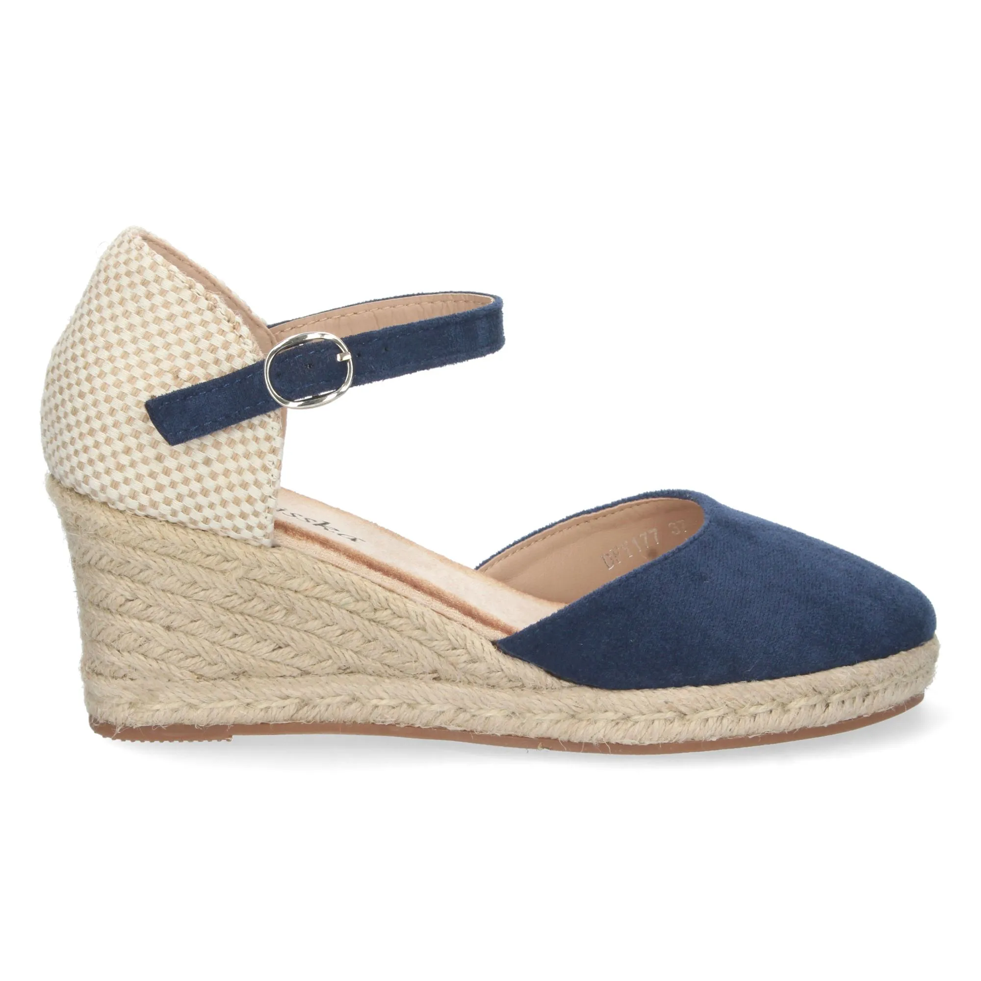 Sandalias de cuña en yute comoda mujer color marino