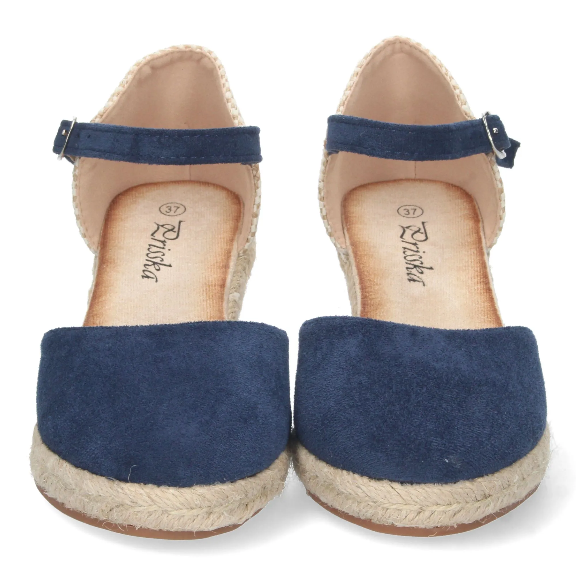 Sandalias de cuña en yute comoda mujer color marino