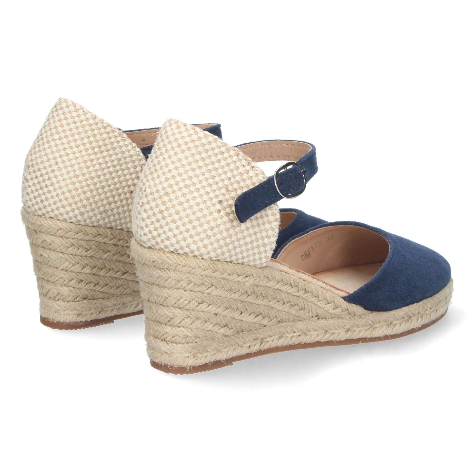 Sandalias de cuña en yute comoda mujer color marino