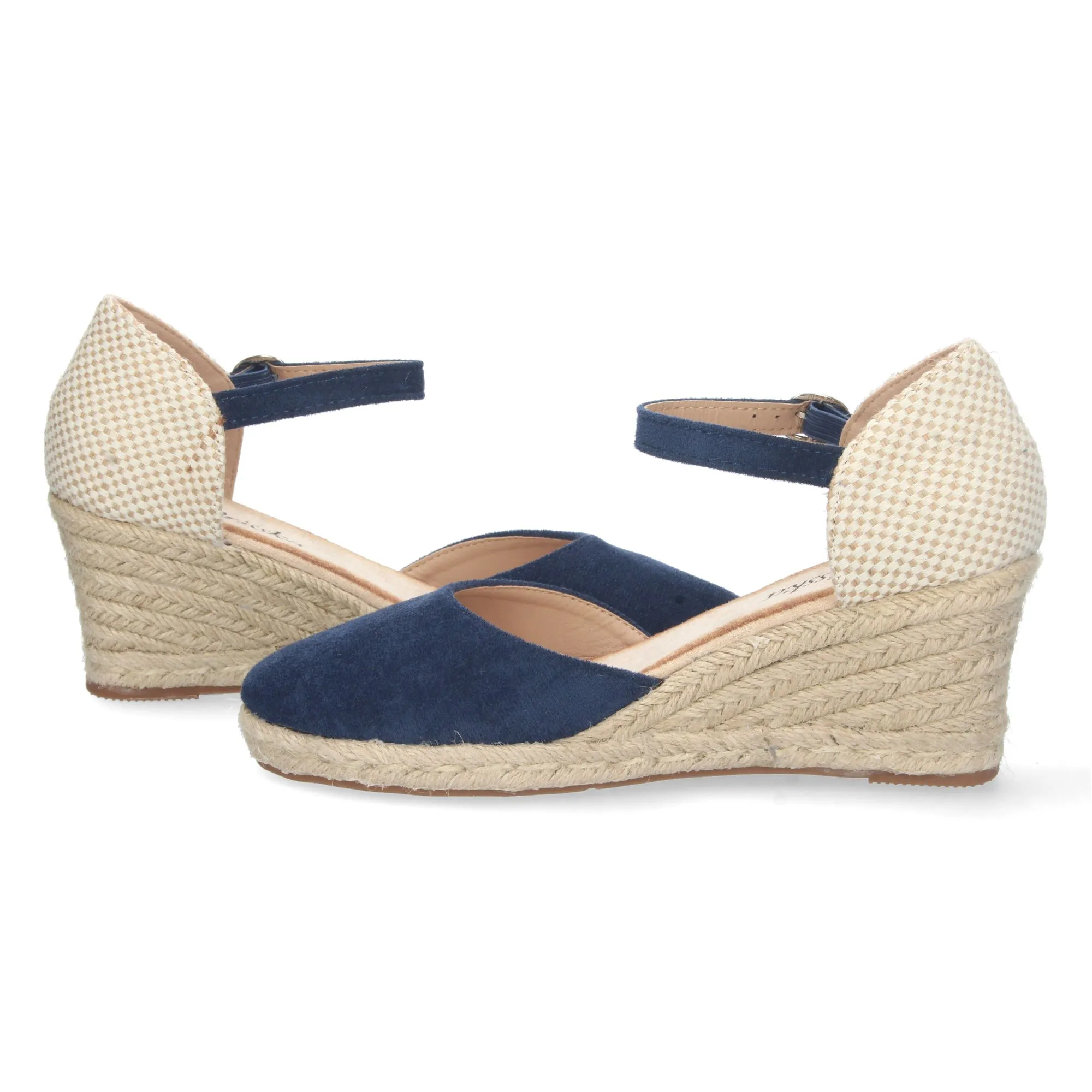 Sandalias de cuña en yute comoda mujer color marino