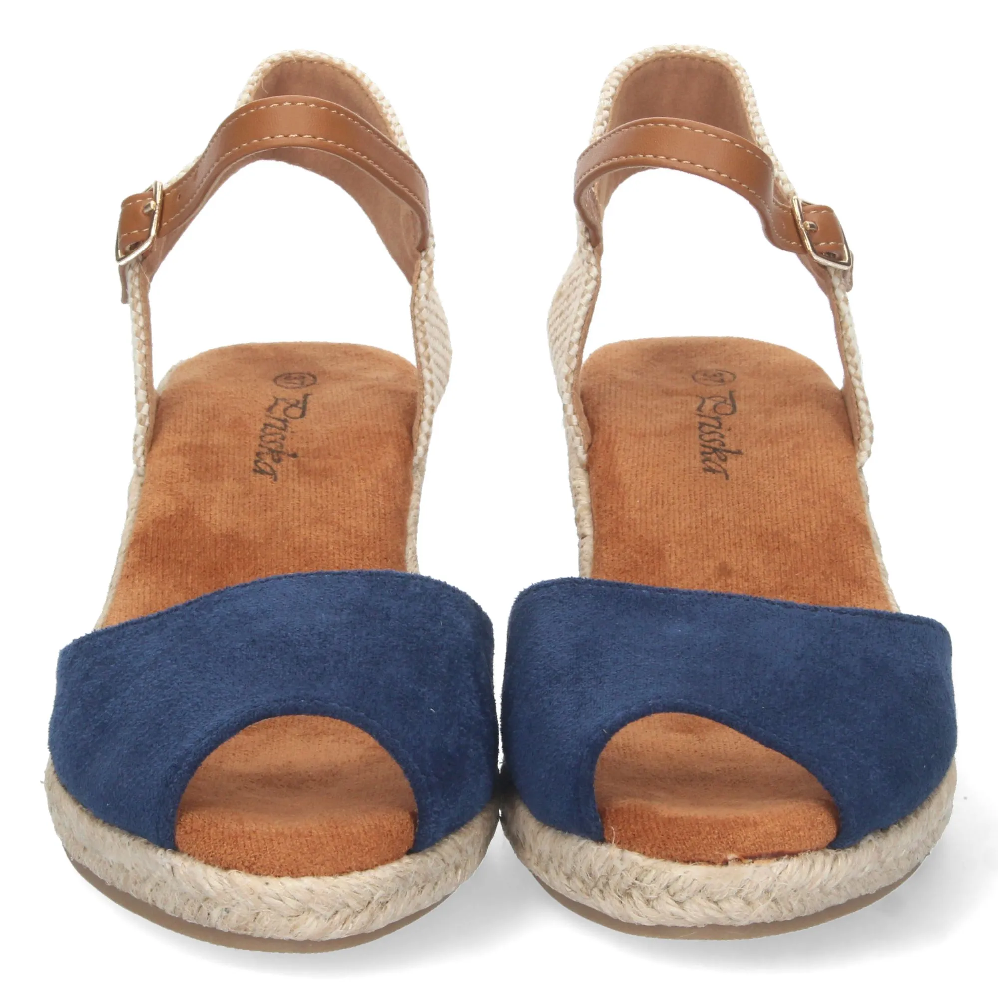 Sandalias de cuña media de yute mujer color marino