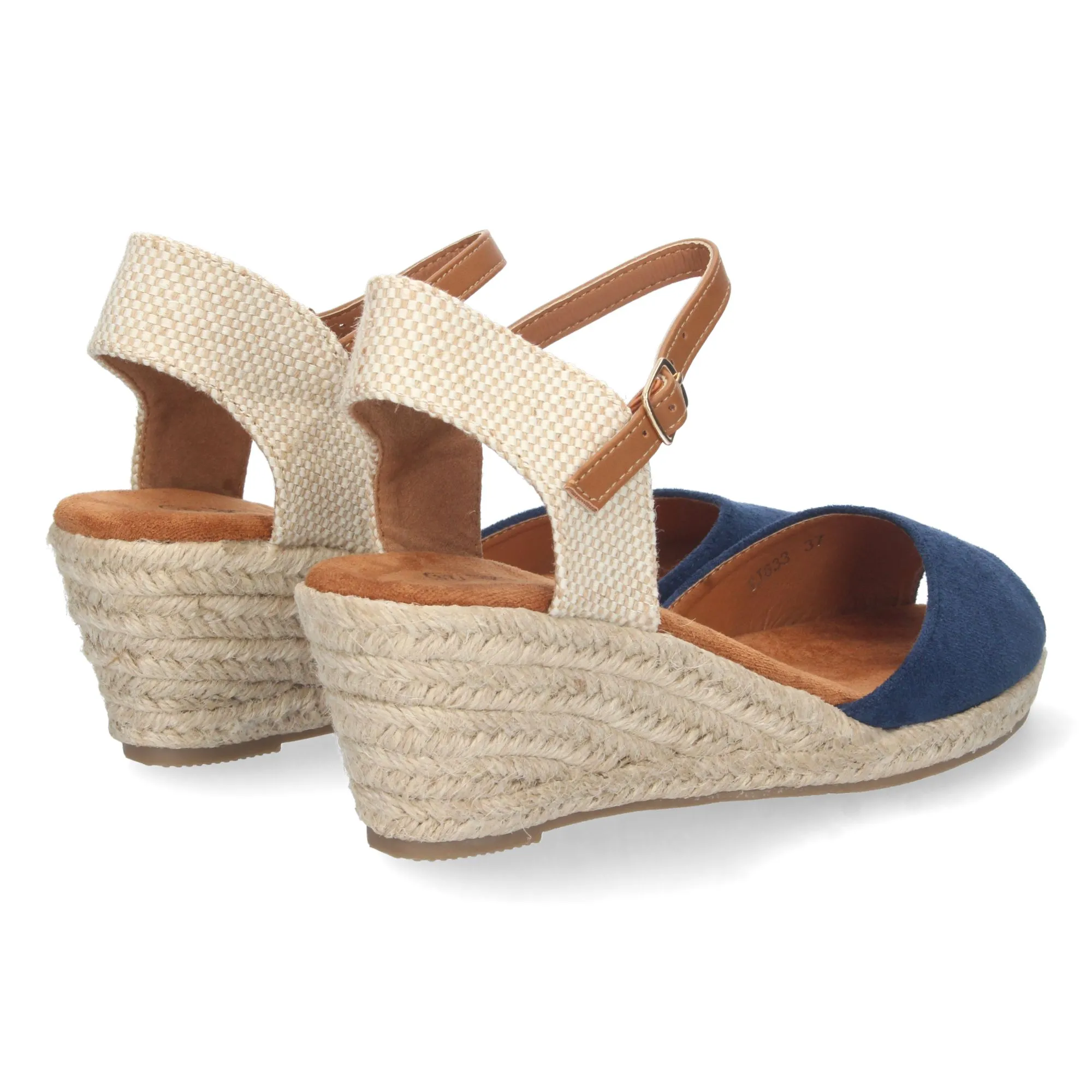 Sandalias de cuña media de yute mujer color marino