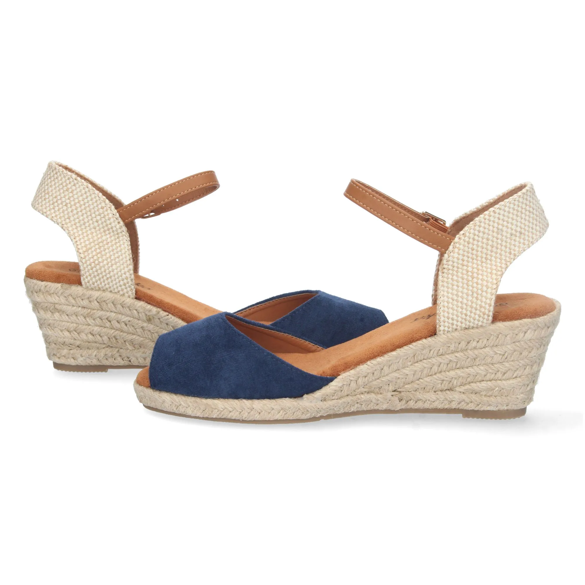 Sandalias de cuña media de yute mujer color marino