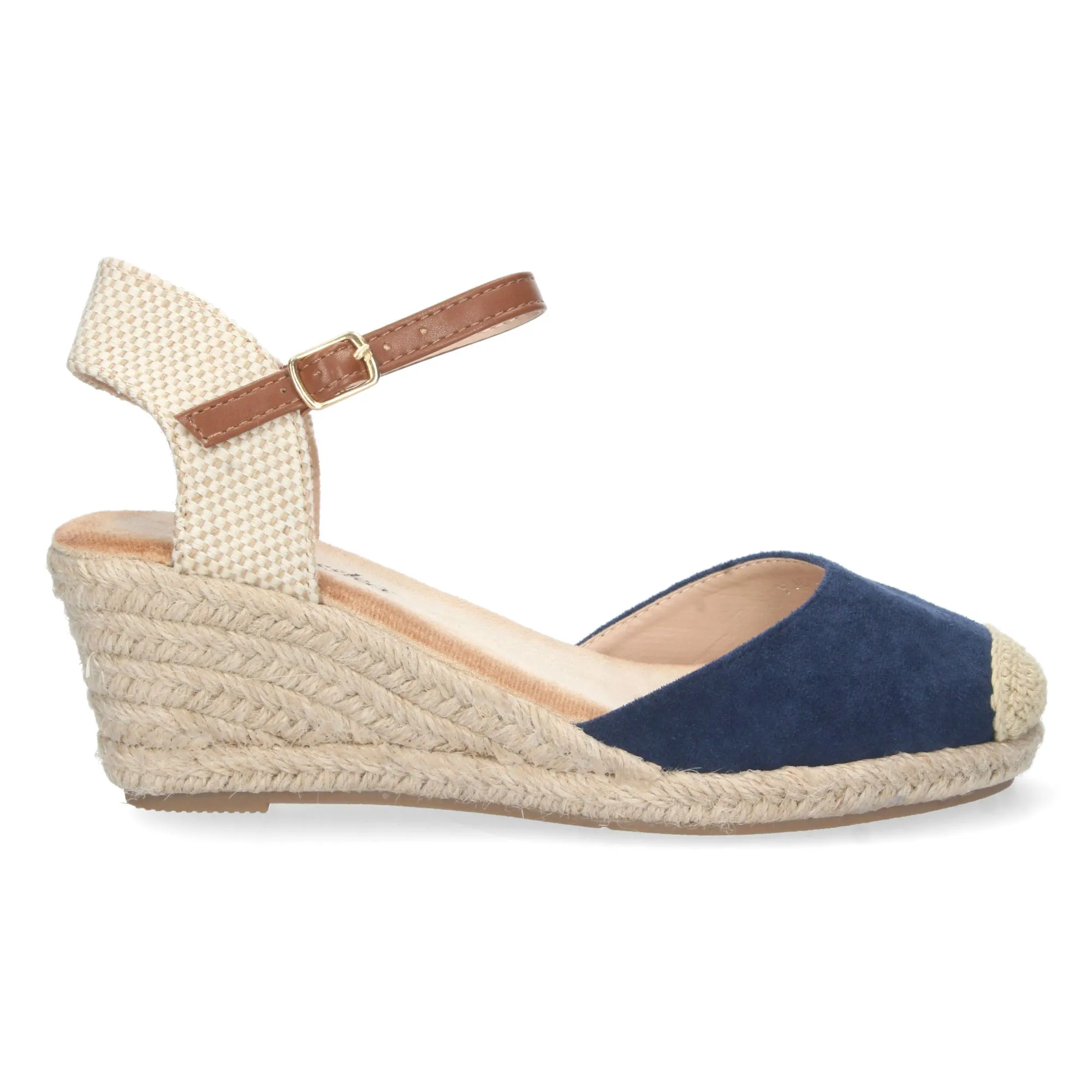 Sandalias de cuña media en yute mujer color marino