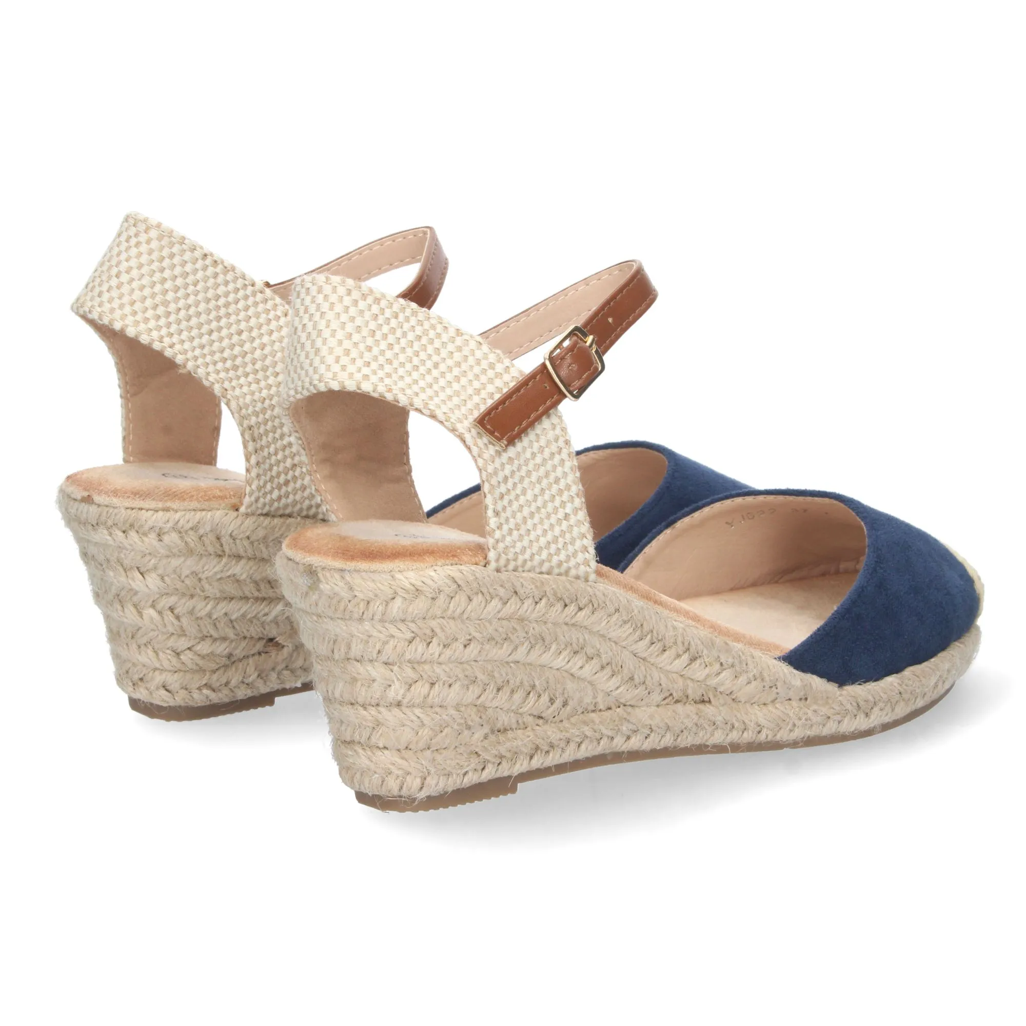 Sandalias de cuña media en yute mujer color marino
