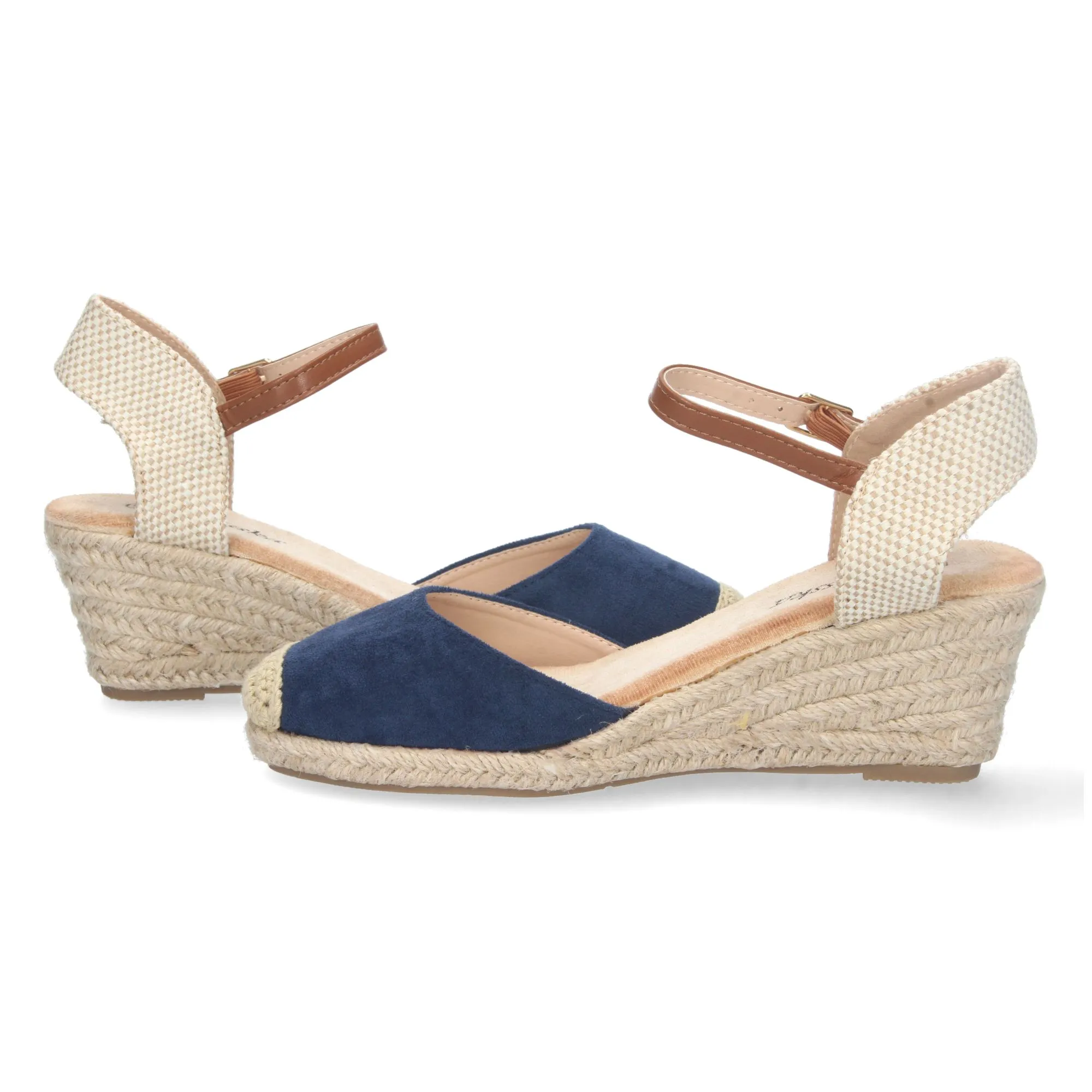 Sandalias de cuña media en yute mujer color marino