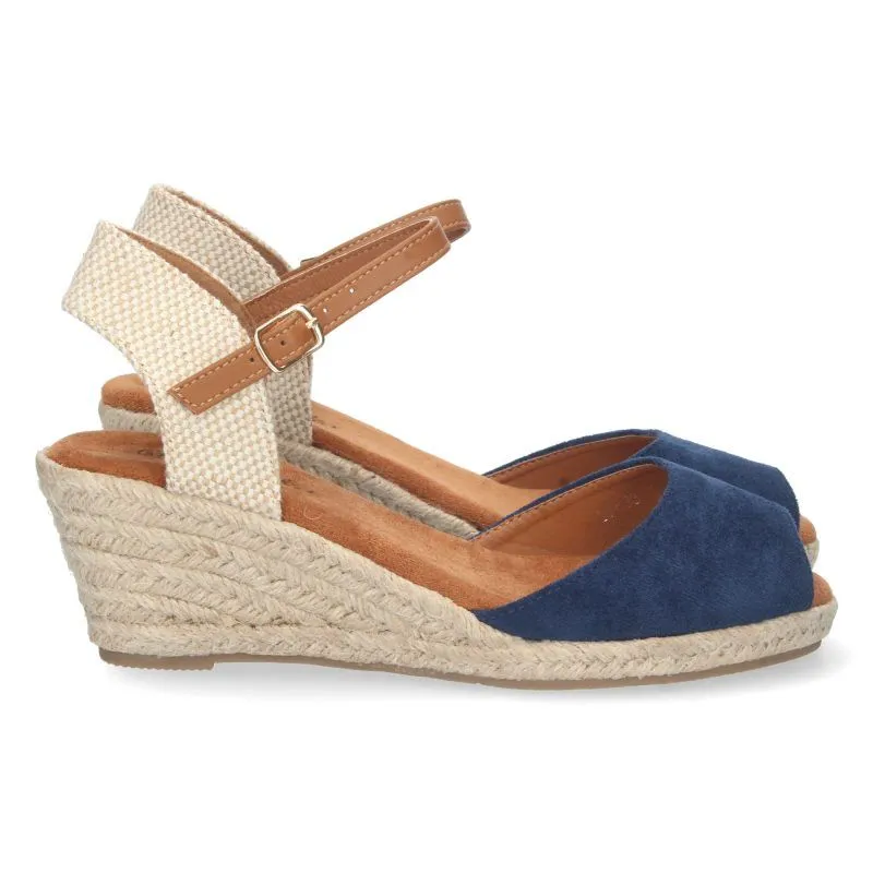 Sandalias de cuña para mujer estilo valenciana YJ633 Marino