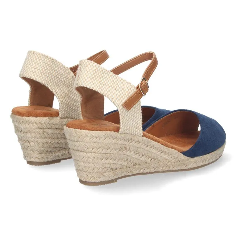 Sandalias de cuña para mujer estilo valenciana YJ633 Marino