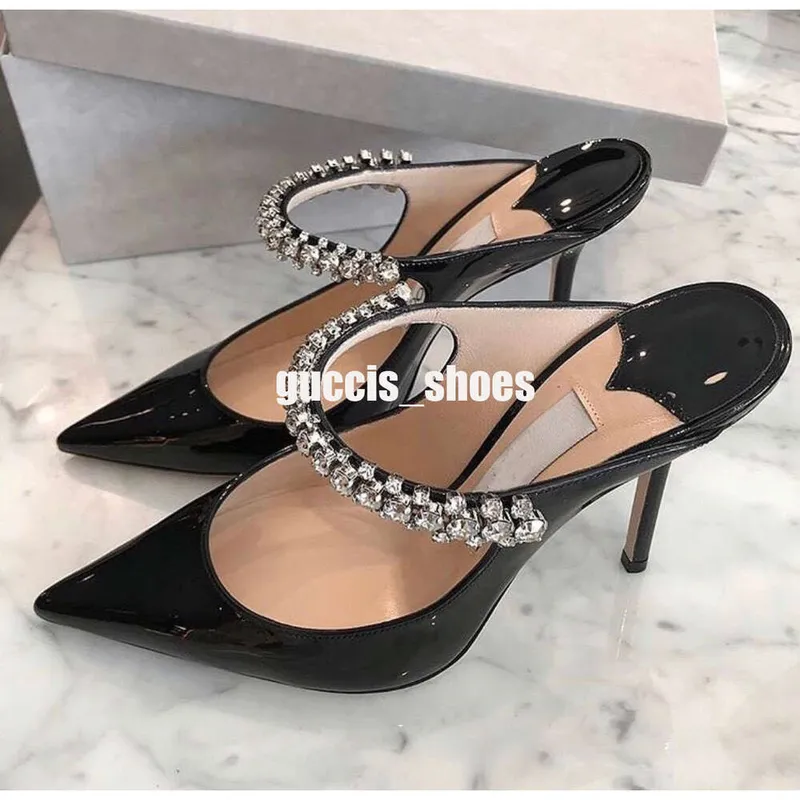 Sandalias de vestimenta de zapatos para mujeres de la marca de lujo Bombas Bing Bing Slipper High Crystal Store Stiletto Heels S