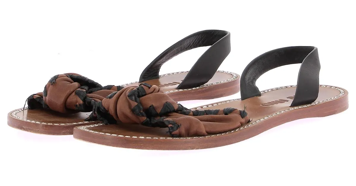 Sandalias MIU MIU T.EU 38.5 Cuero Camello 