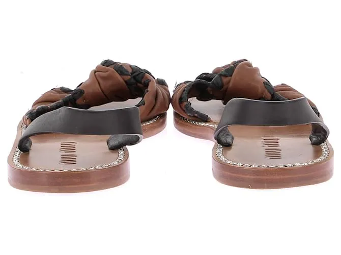 Sandalias MIU MIU T.EU 38.5 Cuero Camello 