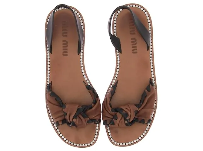 Sandalias MIU MIU T.EU 38.5 Cuero Camello 