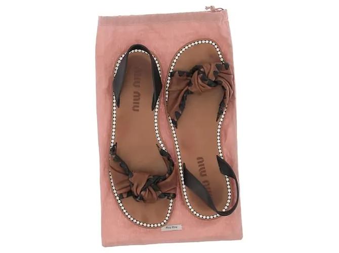 Sandalias MIU MIU T.EU 38.5 Cuero Camello 