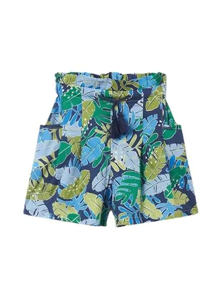 Short Mayoral Estampado Hojas Azul para Niña