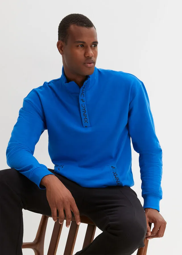 Sudadera con cuello troyer de algodón sostenible Azur
