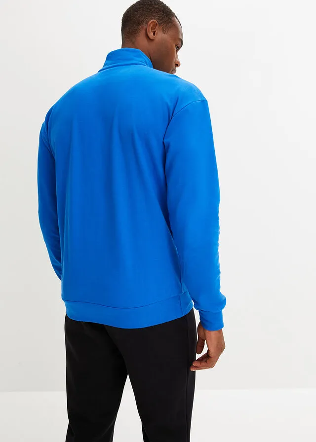 Sudadera con cuello troyer de algodón sostenible Azur
