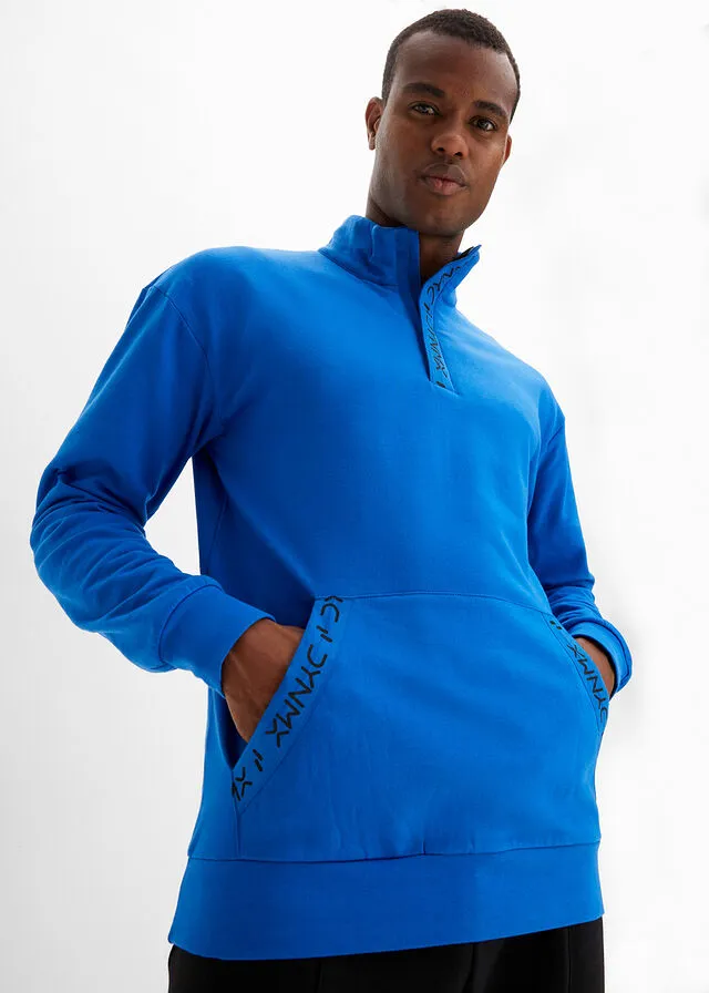 Sudadera con cuello troyer de algodón sostenible Azur