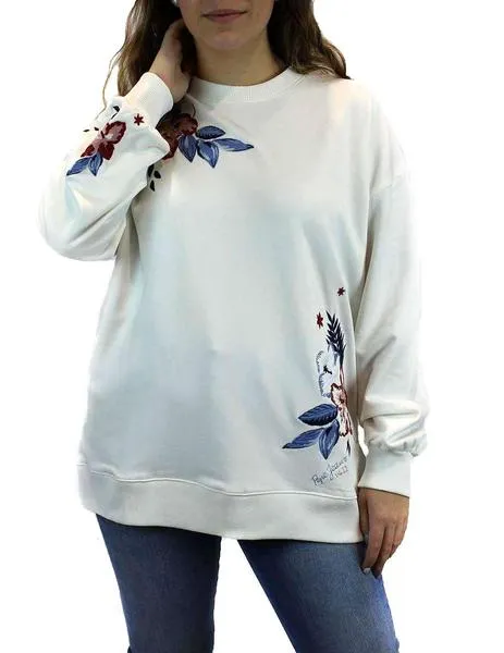 sudadera pepe jeans flores bordadas
