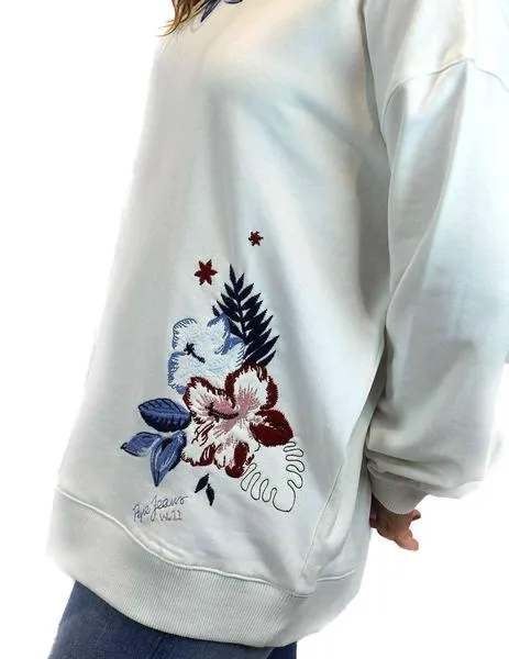 sudadera pepe jeans flores bordadas