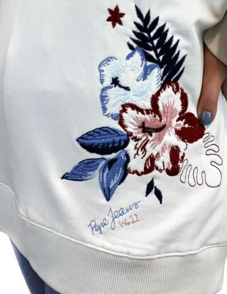 sudadera pepe jeans flores bordadas