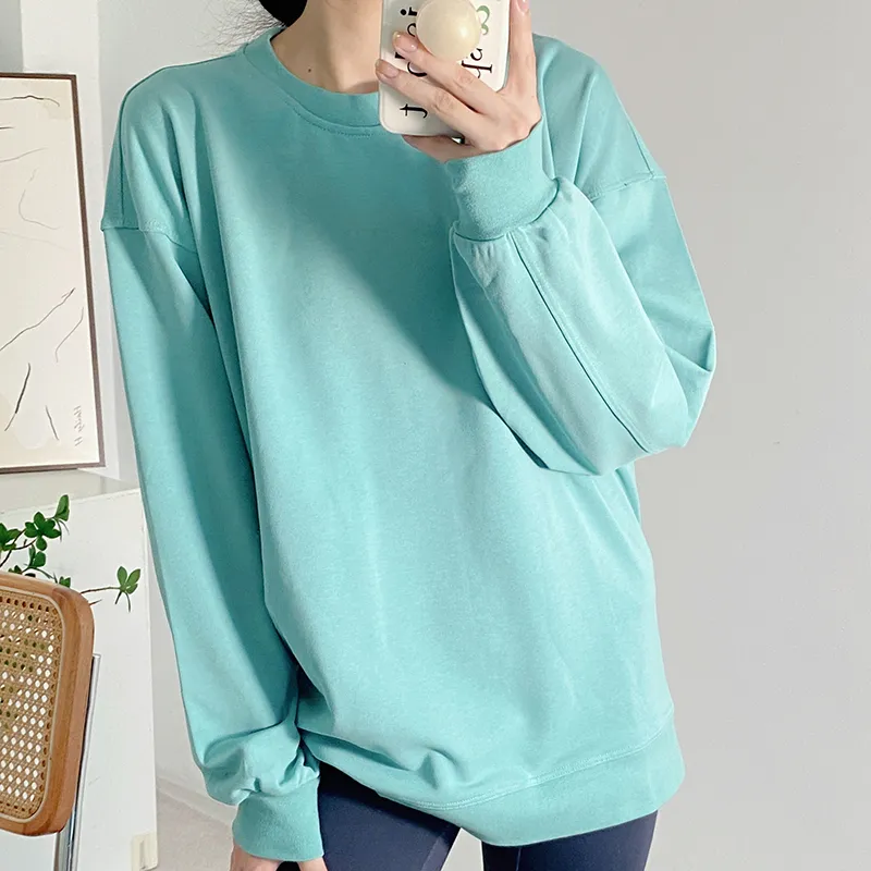Sweater de atuendo de yoga para mujeres Top Casual Loose Gym de gran tamaño Camisas deportivas Bloqueo Mujer Antumn manga larga 