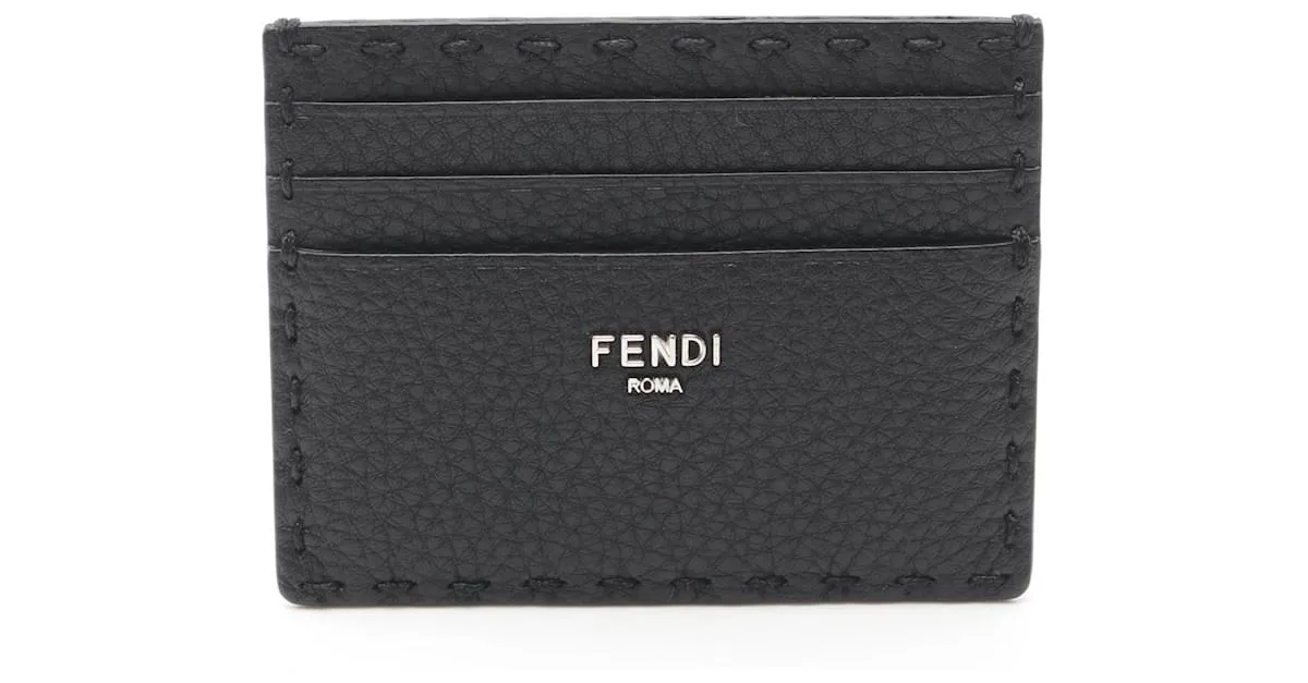 Tarjetero de cuero Fendi Negro 