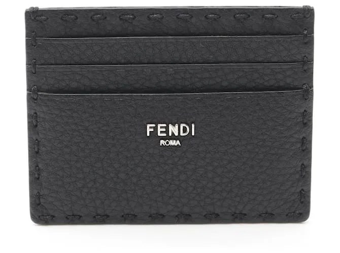 Tarjetero de cuero Fendi Negro 