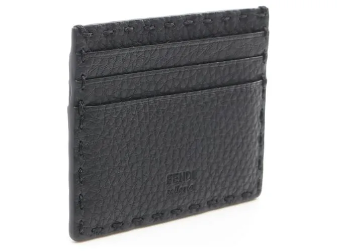 Tarjetero de cuero Fendi Negro 