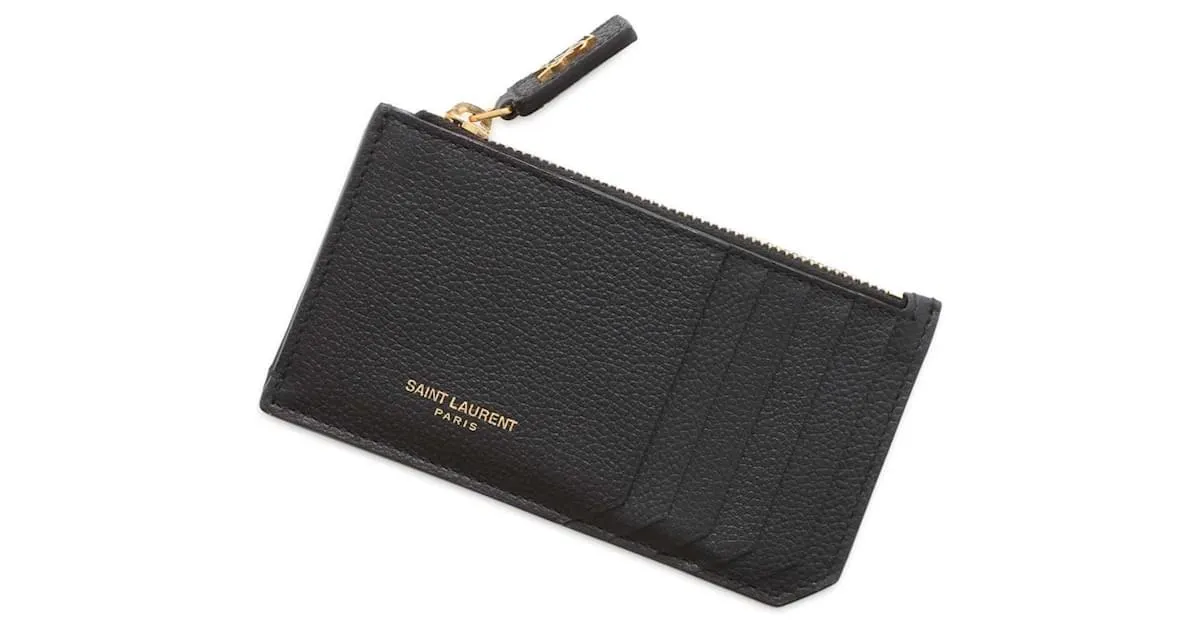 Tarjetero de cuero negro Saint Laurent 