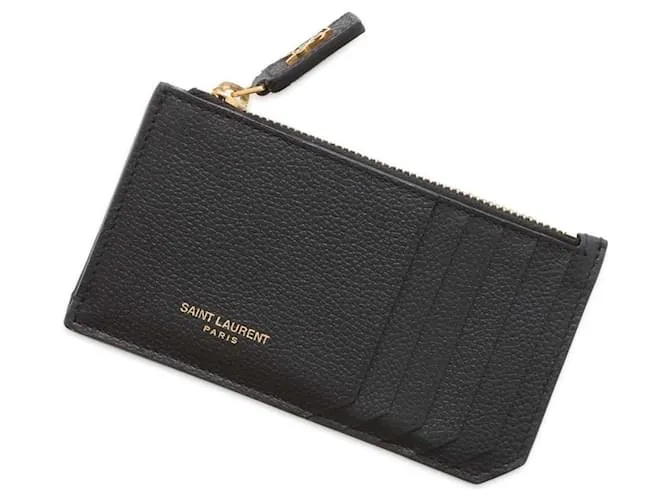 Tarjetero de cuero negro Saint Laurent 