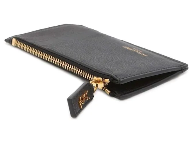 Tarjetero de cuero negro Saint Laurent 