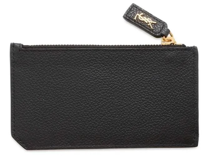 Tarjetero de cuero negro Saint Laurent 