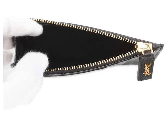 Tarjetero de cuero negro Saint Laurent 