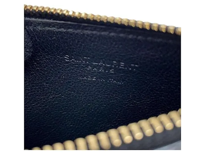 Tarjetero de cuero negro Saint Laurent 
