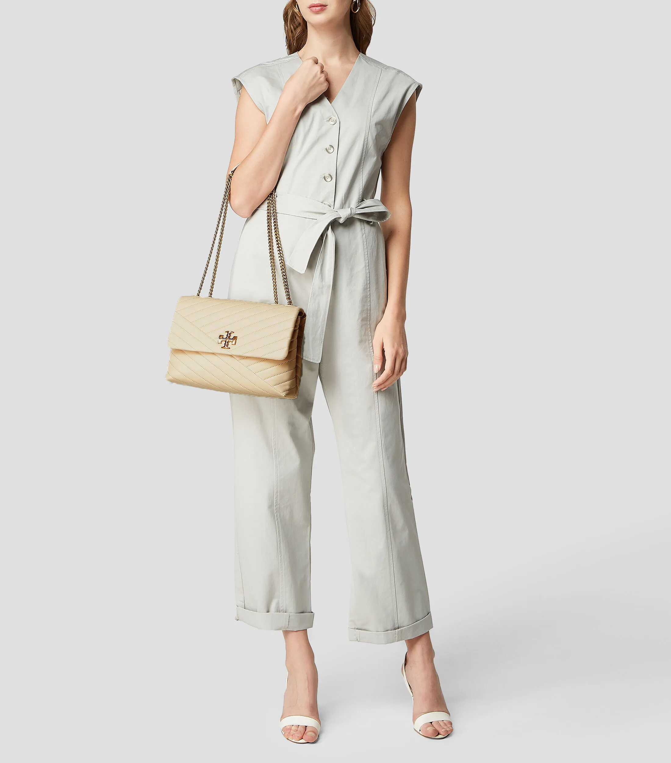 Tory Burch Bolso Shoulder Crema en Piel Kira Mujer