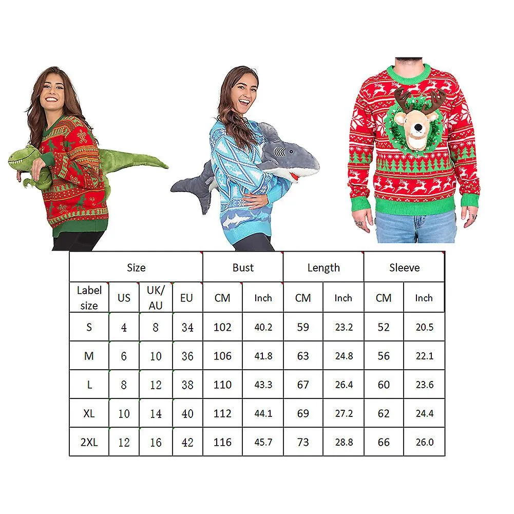 Unisex Christmas Sweater 3d Novelty Cotton Ugly Jumper Top