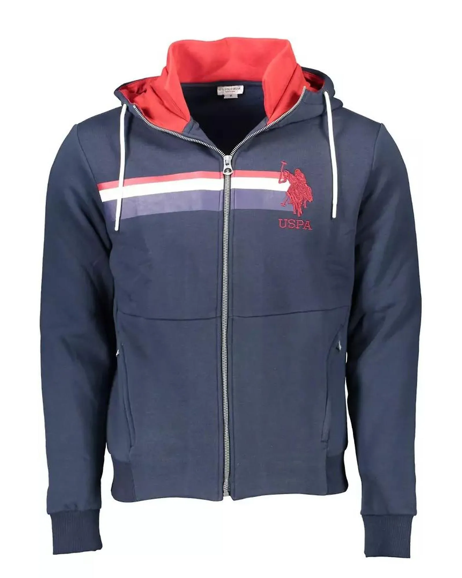 U.S. POLO ASSN. Blue Cotton Hooded Sweater with Contrasting Details