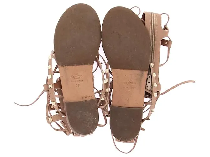 VALENTINO GARAVANI Sandalias T.EU 39 Cuero Beige 