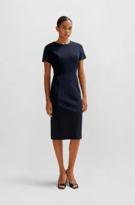 Vestido business de manga corta en tejido elástico