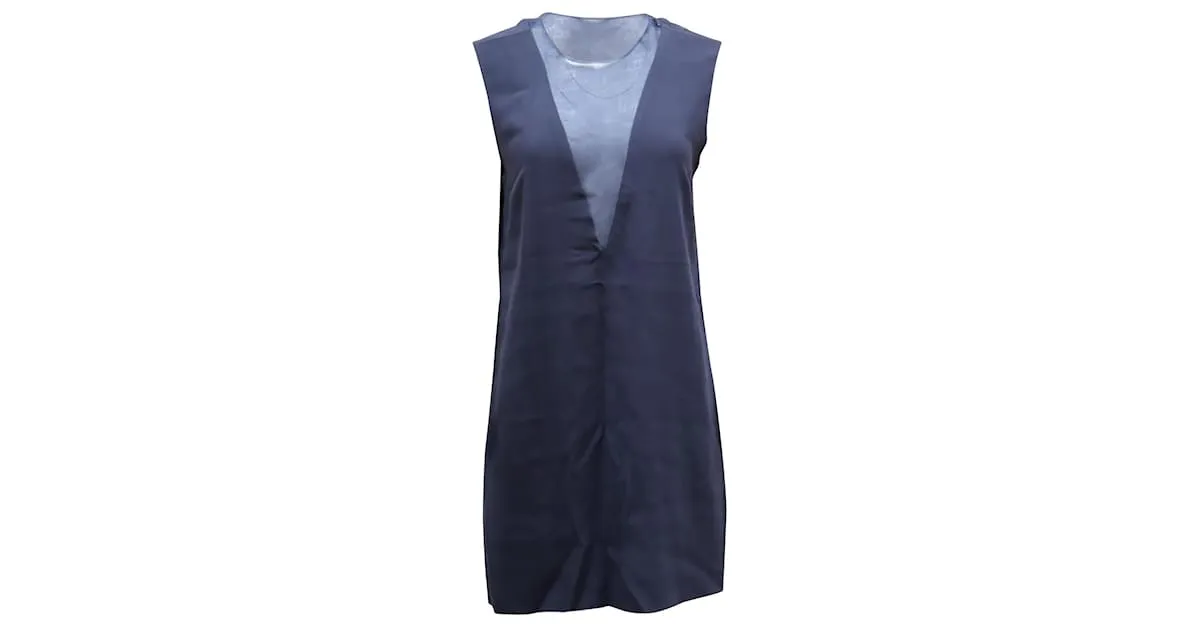 VESTIDO CON VUELO PROFUNDO COLORBLOCK DE JOSEPH EN POLIÉSTER AZUL MARINO 