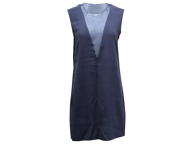VESTIDO CON VUELO PROFUNDO COLORBLOCK DE JOSEPH EN POLIÉSTER AZUL MARINO 