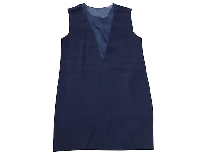 VESTIDO CON VUELO PROFUNDO COLORBLOCK DE JOSEPH EN POLIÉSTER AZUL MARINO 