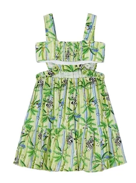 Vestido Mayoral Cut Out Verde Para Niña