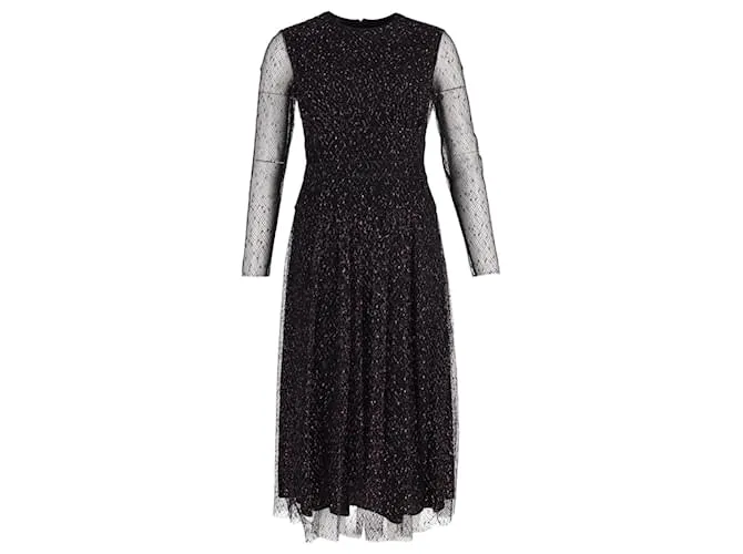 Vestido midi de manga transparente Escada en poliéster negro 