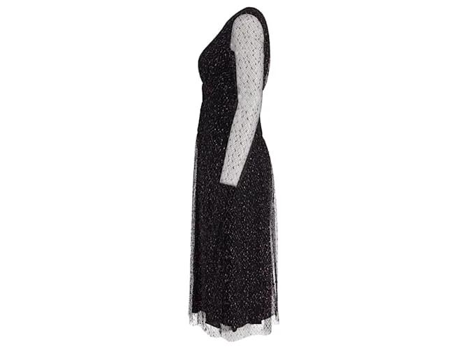 Vestido midi de manga transparente Escada en poliéster negro 